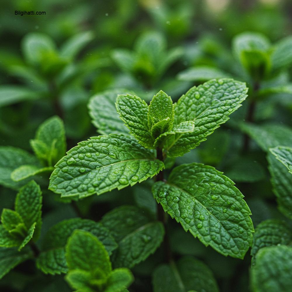 Sabah Çiyinde Taze Nane Yaprakları